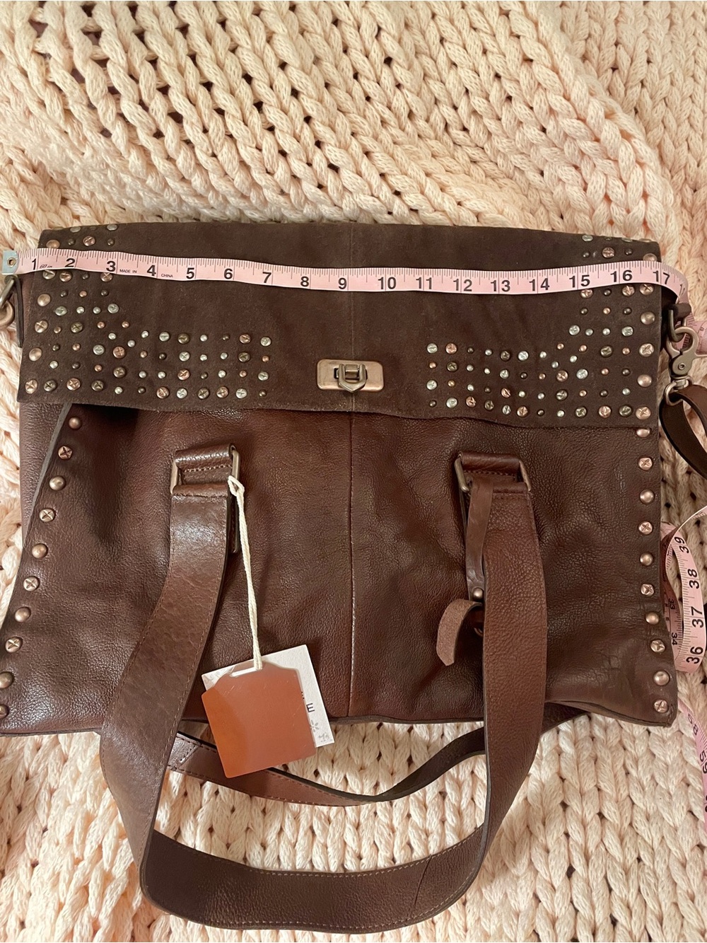 We The Free Shay Stud Tote. Genuine Leather and Suede. Like New! - Picture 6 of 11